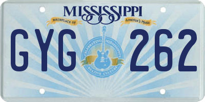 MS license plate GYG262