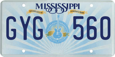 MS license plate GYG560
