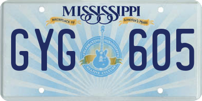 MS license plate GYG605