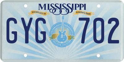 MS license plate GYG702