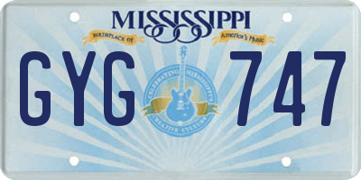 MS license plate GYG747