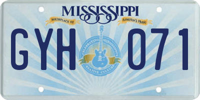 MS license plate GYH071