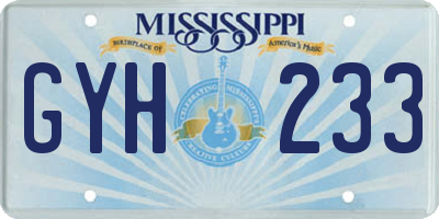 MS license plate GYH233