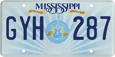 MS license plate GYH287
