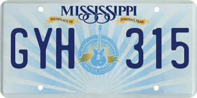 MS license plate GYH315