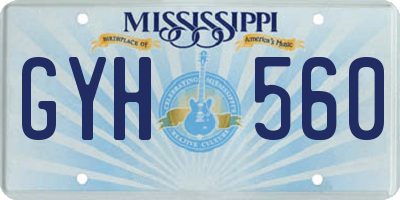 MS license plate GYH560