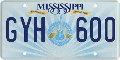 MS license plate GYH600
