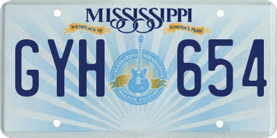 MS license plate GYH654