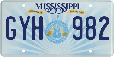 MS license plate GYH982