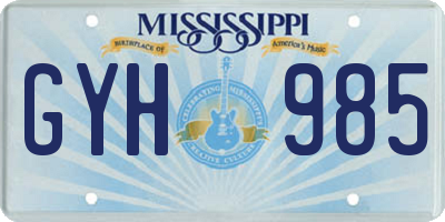 MS license plate GYH985