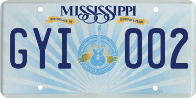 MS license plate GYI002