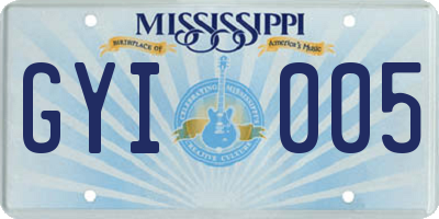 MS license plate GYI005