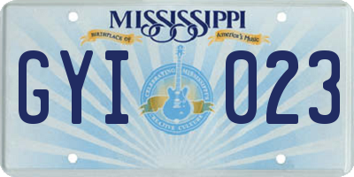 MS license plate GYI023