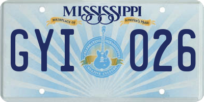 MS license plate GYI026