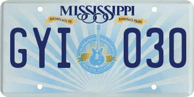 MS license plate GYI030