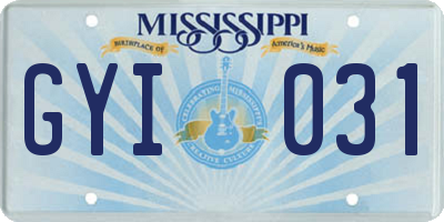MS license plate GYI031