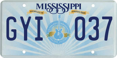 MS license plate GYI037
