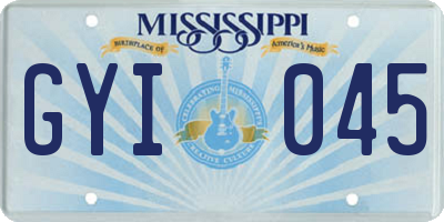 MS license plate GYI045