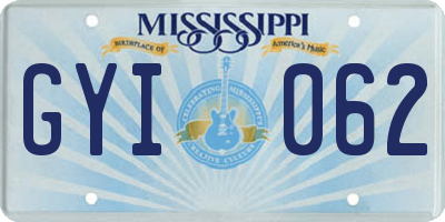 MS license plate GYI062
