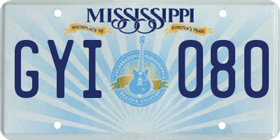 MS license plate GYI080