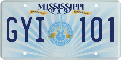 MS license plate GYI101