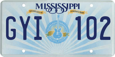 MS license plate GYI102