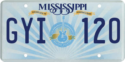 MS license plate GYI120