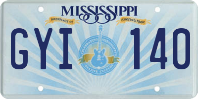 MS license plate GYI140