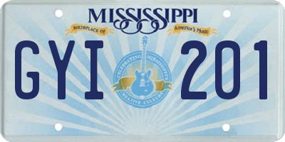 MS license plate GYI201