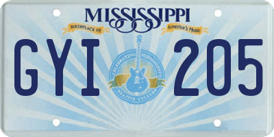 MS license plate GYI205