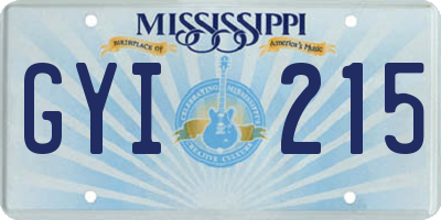 MS license plate GYI215