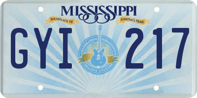 MS license plate GYI217
