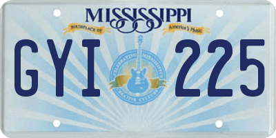MS license plate GYI225