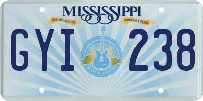MS license plate GYI238