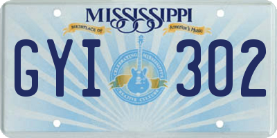 MS license plate GYI302