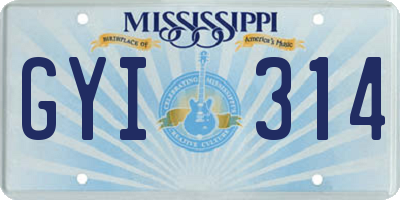 MS license plate GYI314