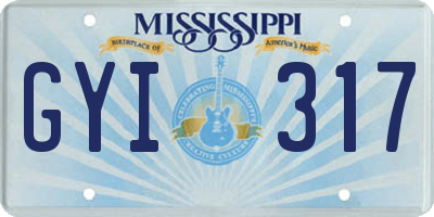 MS license plate GYI317