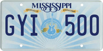 MS license plate GYI500