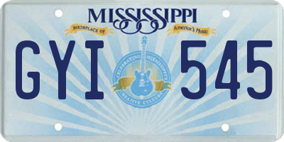 MS license plate GYI545