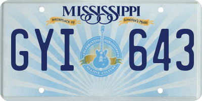 MS license plate GYI643
