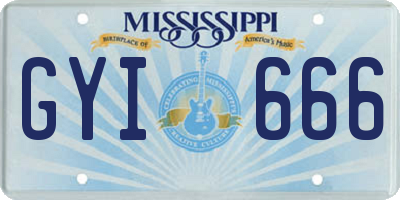 MS license plate GYI666