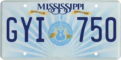 MS license plate GYI750