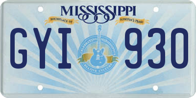 MS license plate GYI930