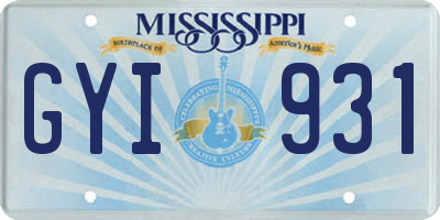 MS license plate GYI931