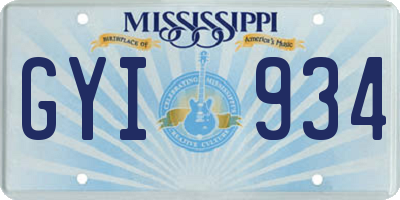 MS license plate GYI934