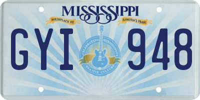 MS license plate GYI948