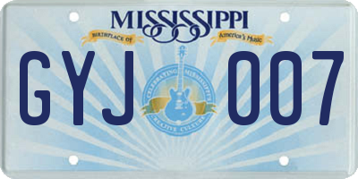 MS license plate GYJ007