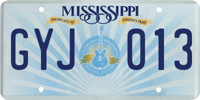 MS license plate GYJ013