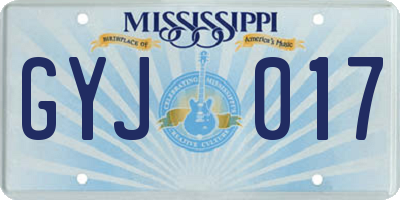 MS license plate GYJ017