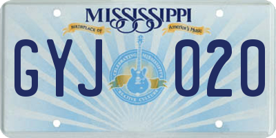 MS license plate GYJ020